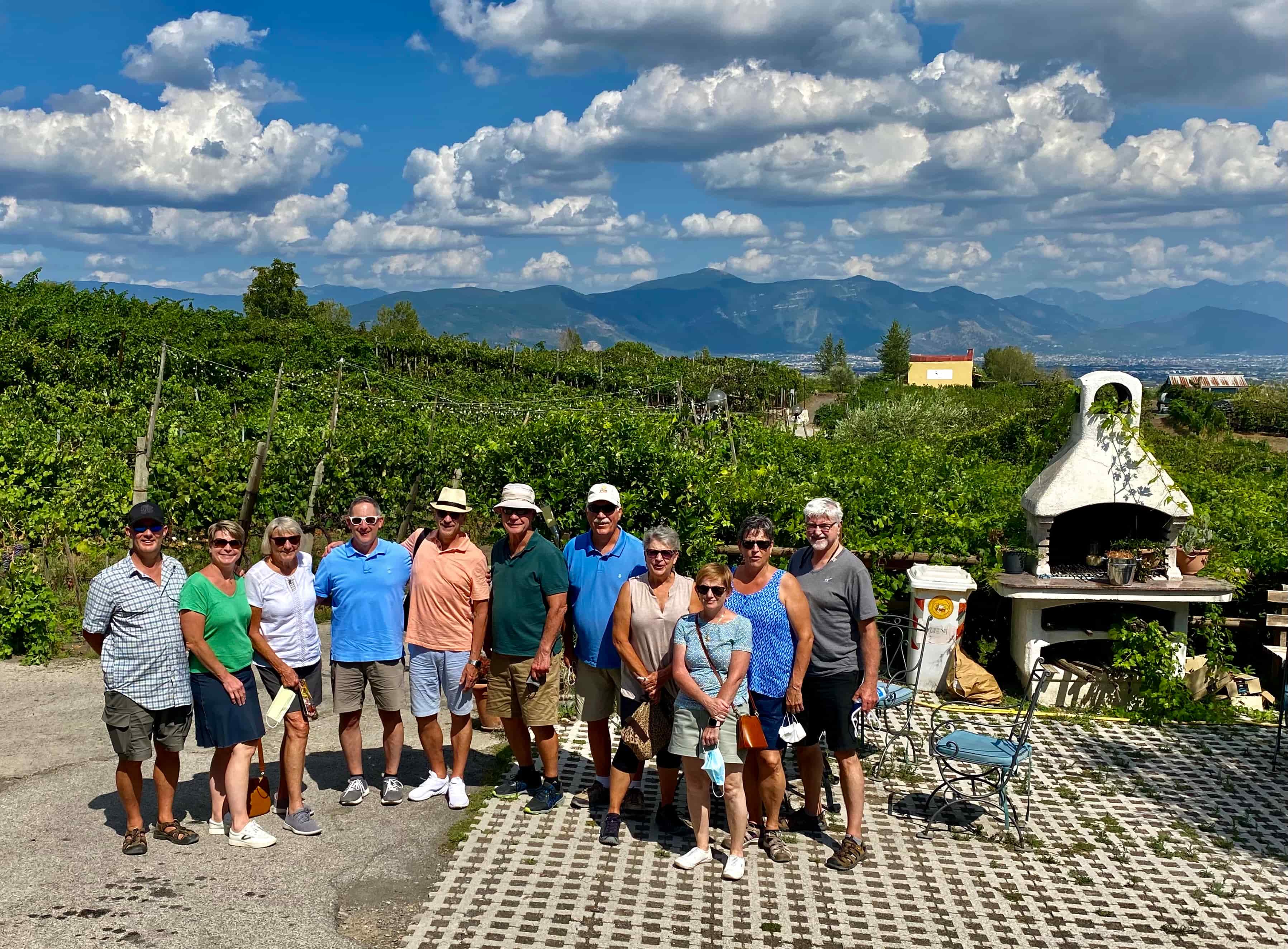 Group experience at an Italian countryside villa with scenic view